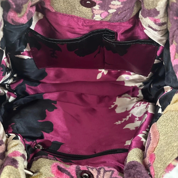 Glenda Gies Vintage Floral Chenille Tapestry Burnout Large Handbag Shoulder Bag - Picture 4 of 11